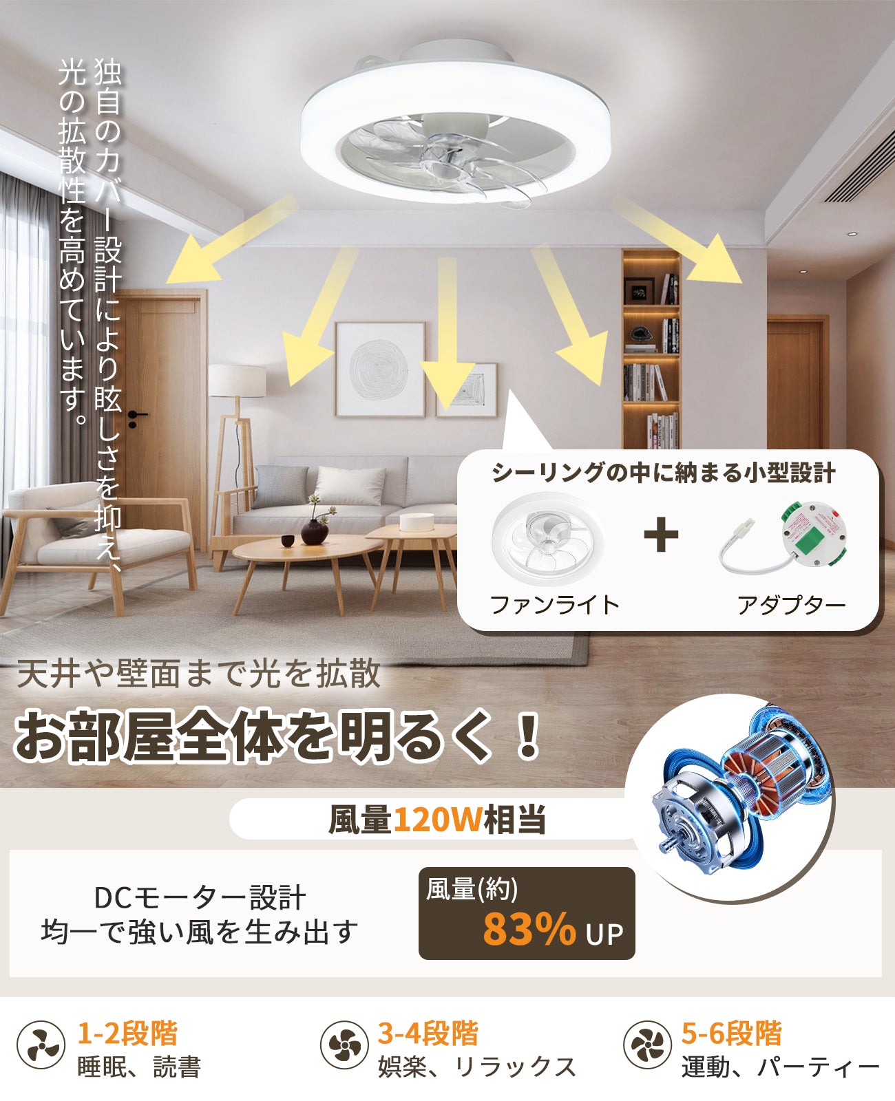 LW016 シーリングファンライト LED 58W 大型