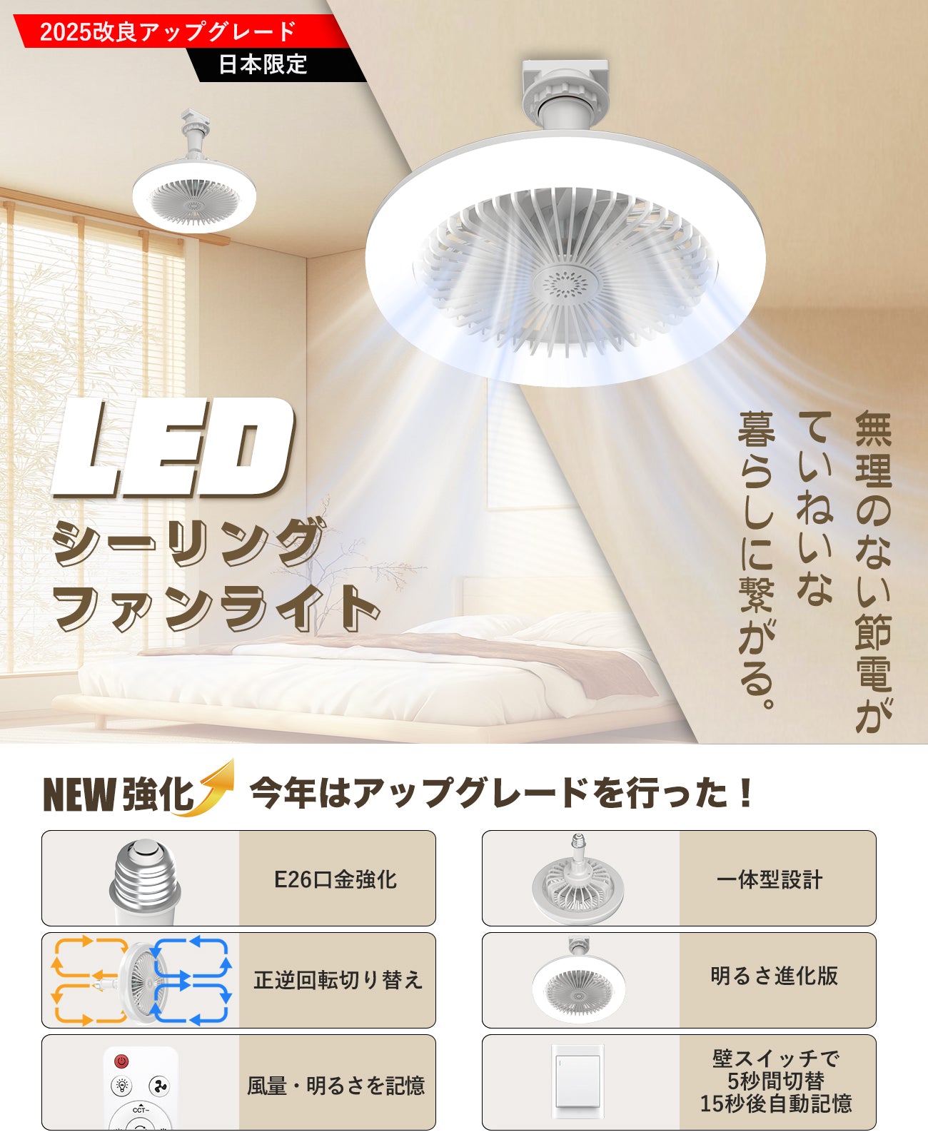LW011 シーリングファンライト LED 24W E26