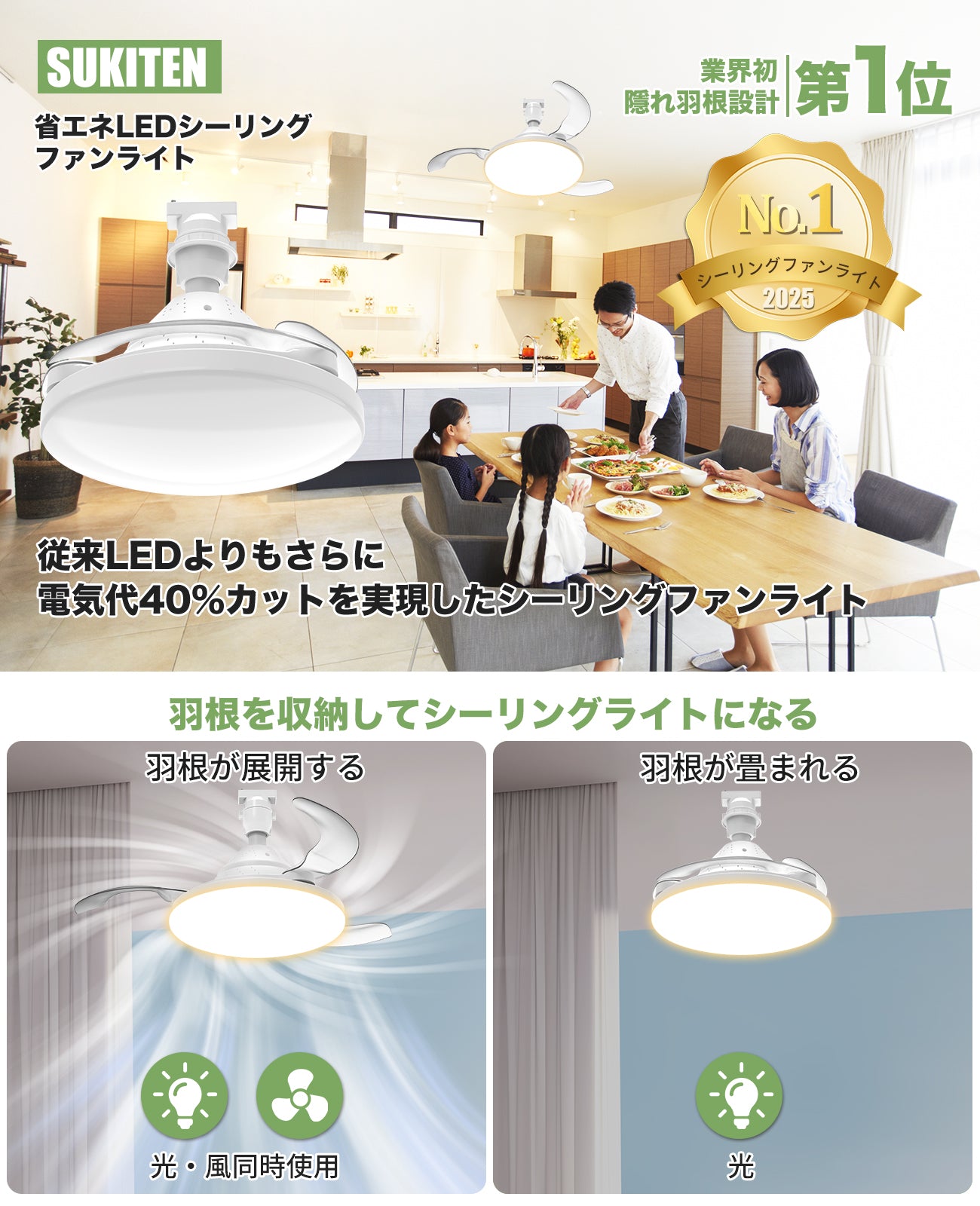 LW015 シーリングファンライト LED 36W E26