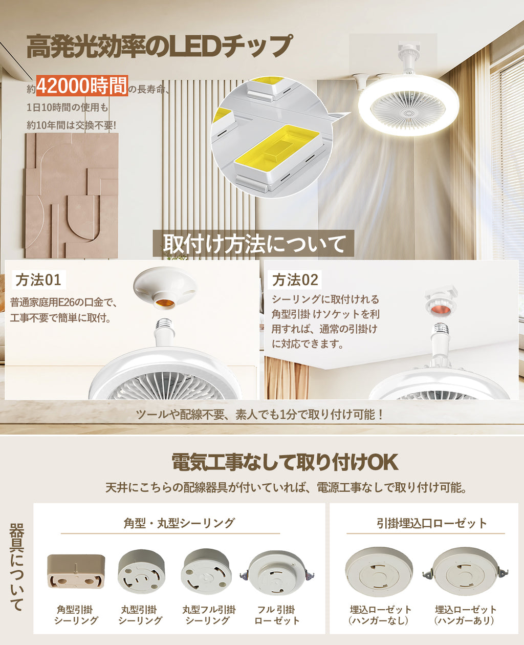 LW011 シーリングファンライト LED 24W E26