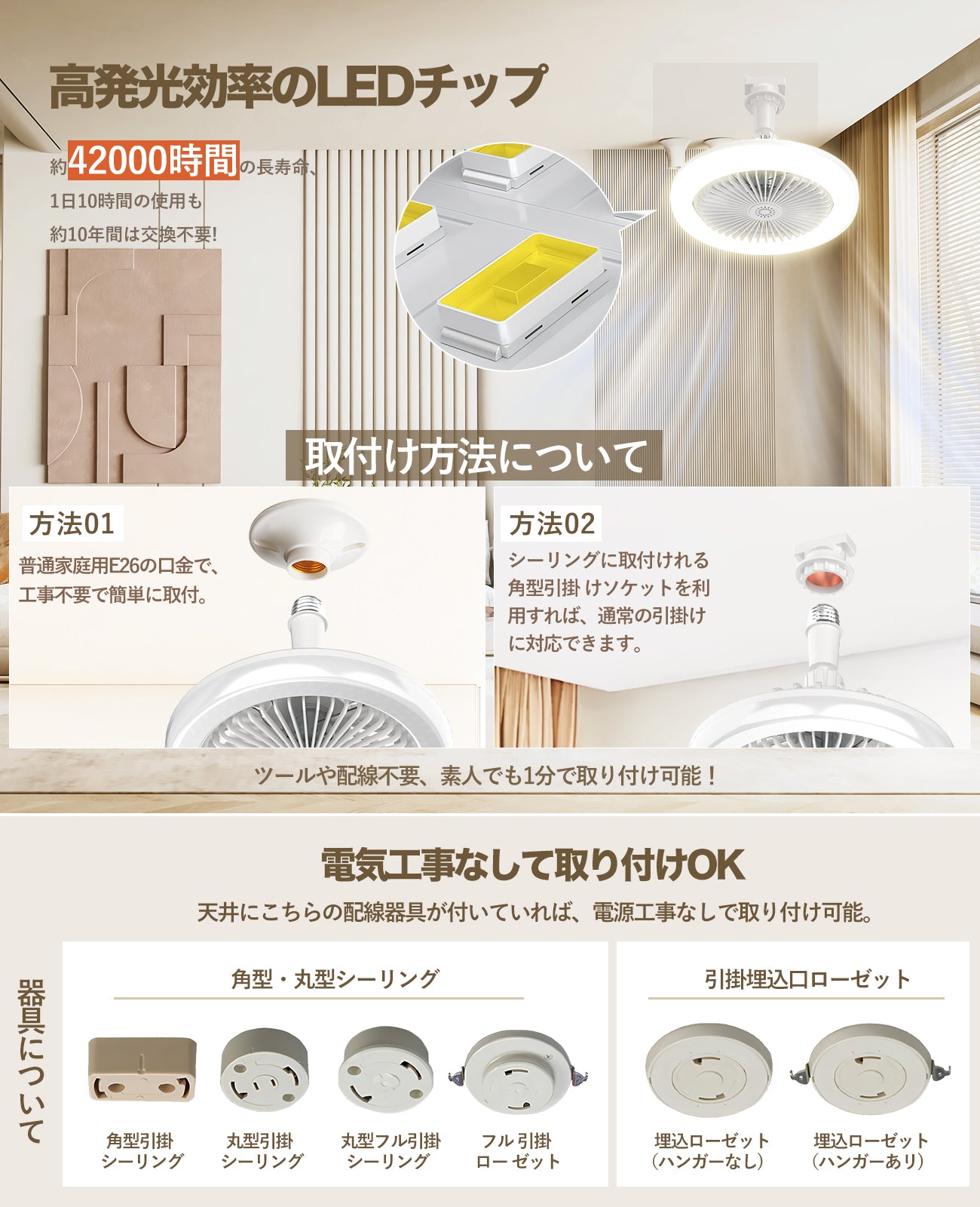 LW011 シーリングファンライト LED 24W E26