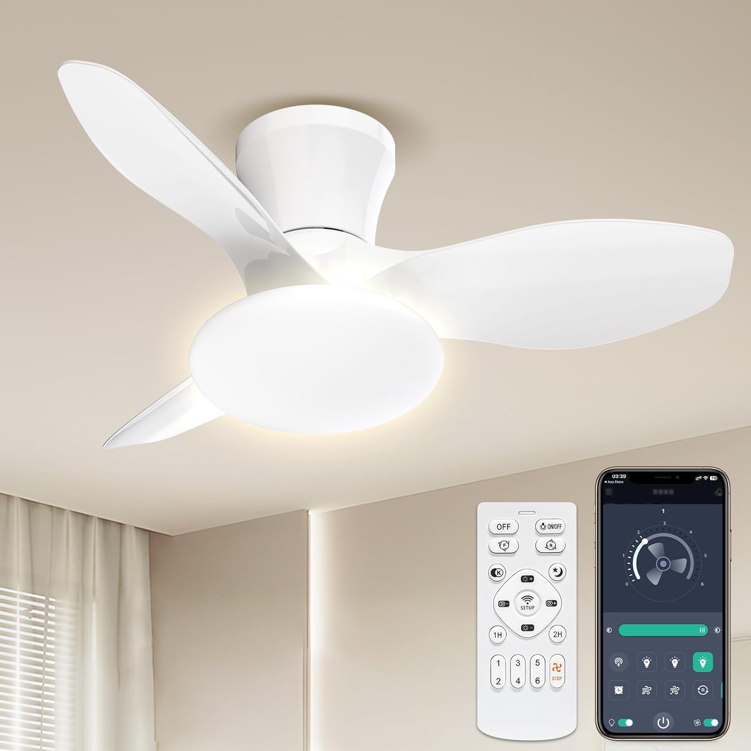 LW002 シーリングファンライト LED 52W 花型 Φ80