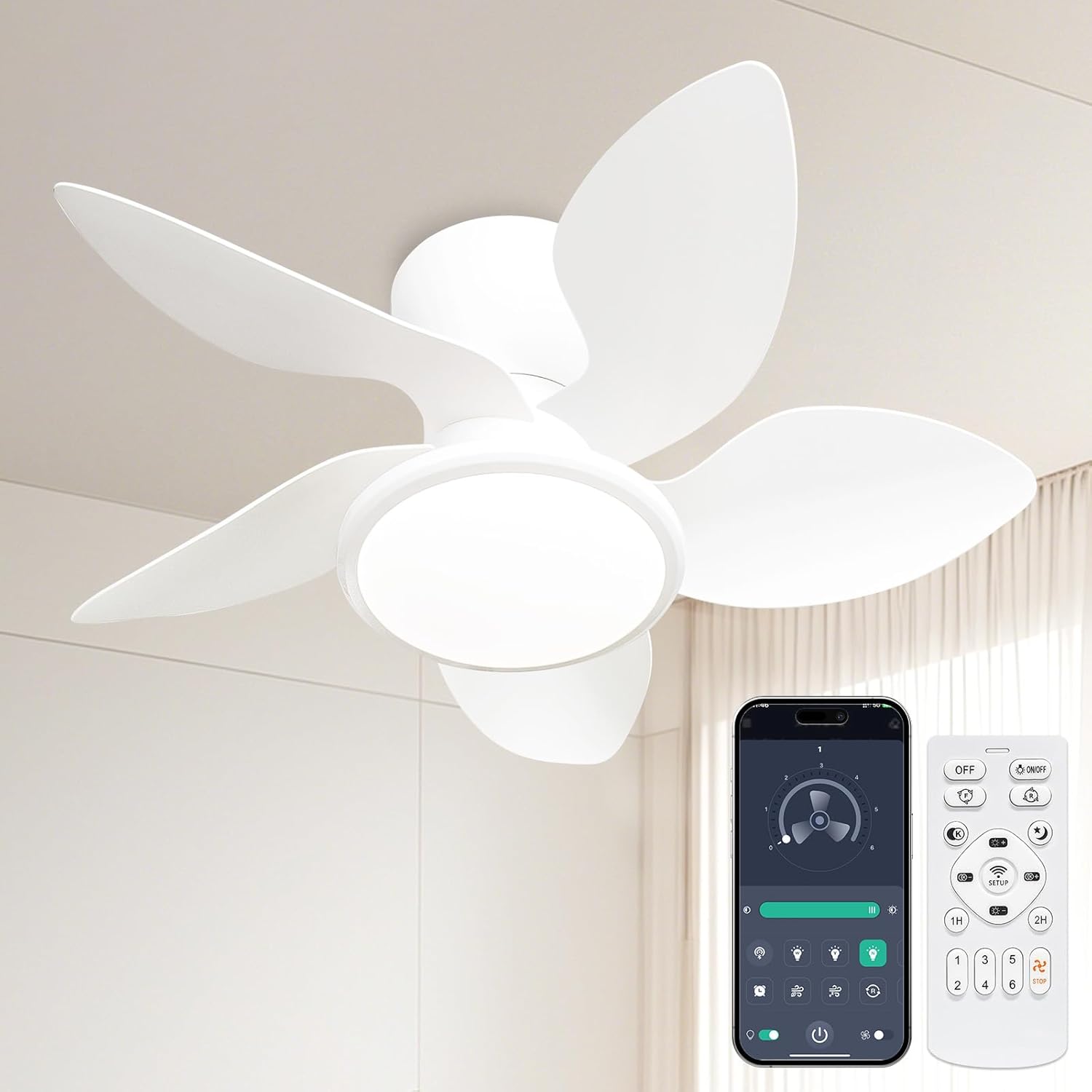 LW003 シーリングファンライト LED 52W 花型 Φ70