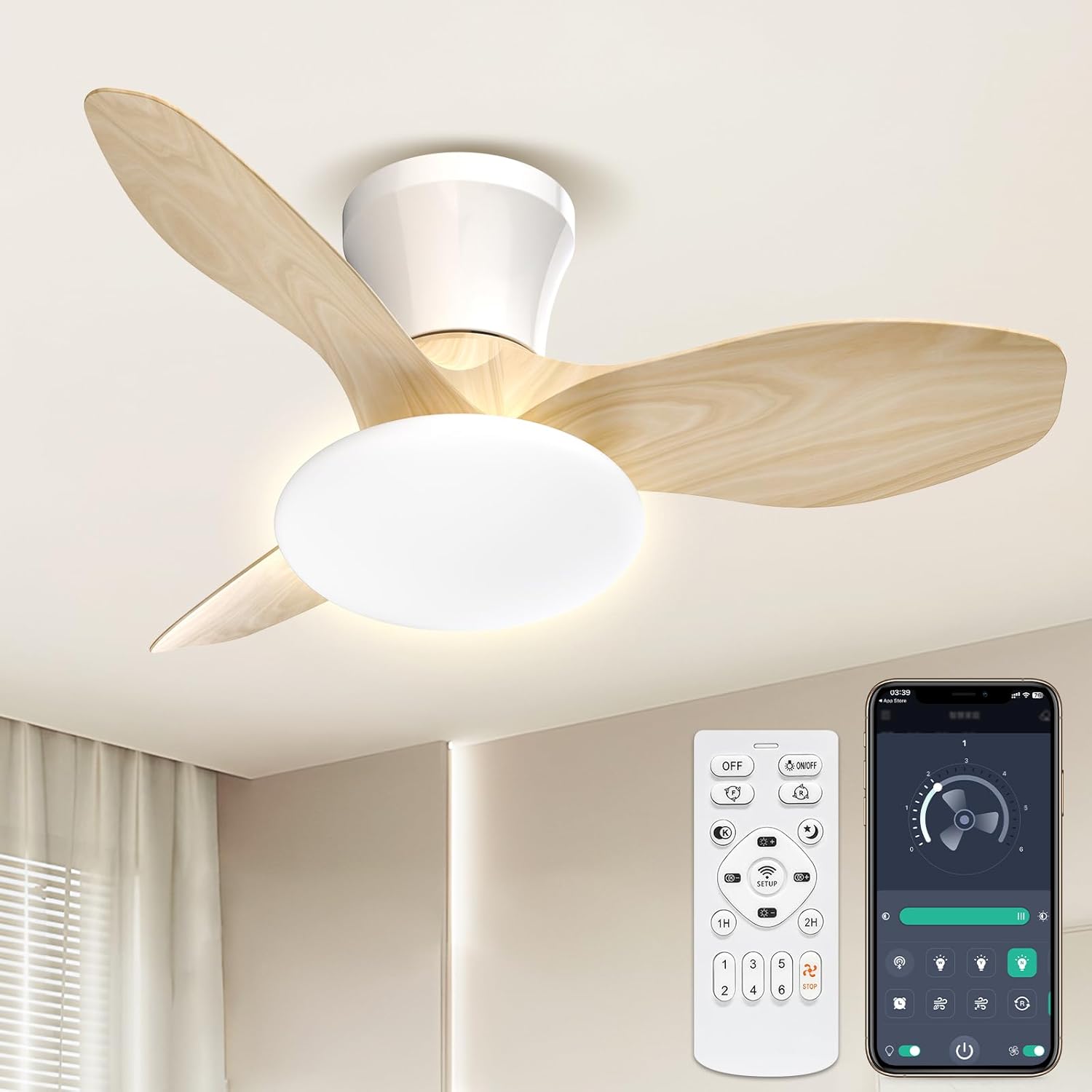 LW002 シーリングファンライト LED 52W 花型 Φ80