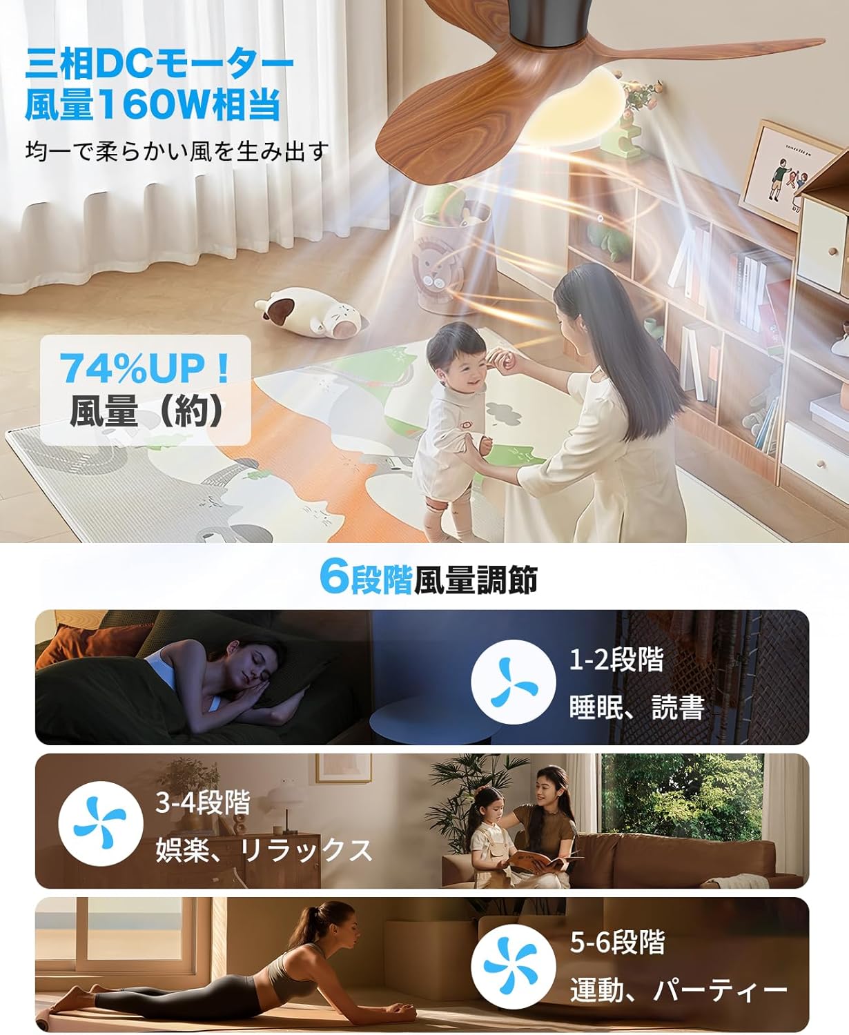 LW002 シーリングファンライト LED 52W 花型 Φ80